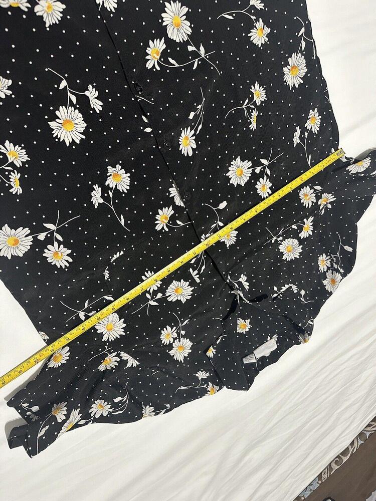 Alfred Dunner Short Sleeve Button Up Black White Floral Polka Dot Blouse SZ 16 - Picture 8 of 8